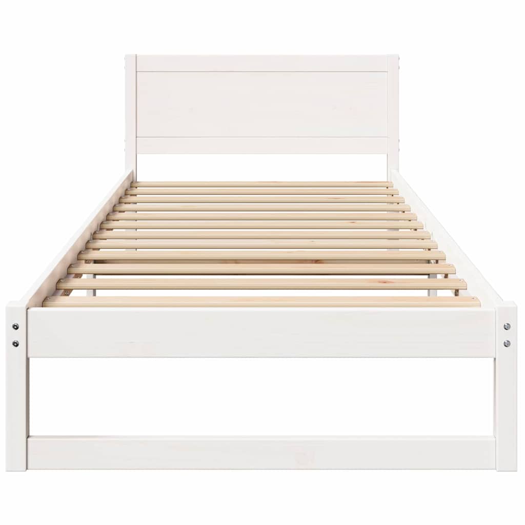 vidaXL Σκελετός Κρεβατιού Λευκό 90 x 200 cm Στερεά ξυλεία πεύκου