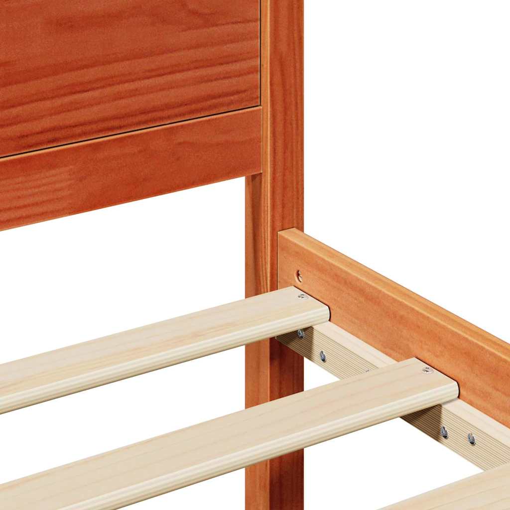 vidaXL Σκελετός Κρεβατιού Κερωτό καφέ 90 x 190 cm Στερεά ξυλεία πεύκου