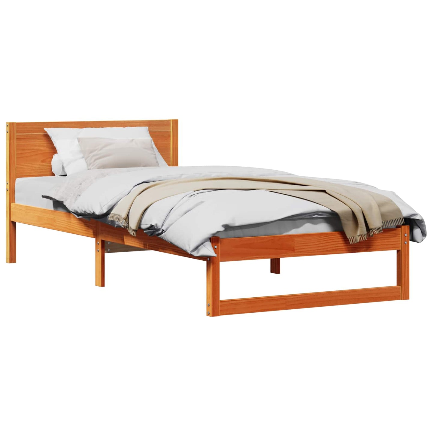 vidaXL Σκελετός Κρεβατιού Κερωτό καφέ 75 x 190 cm Στερεά ξυλεία πεύκου