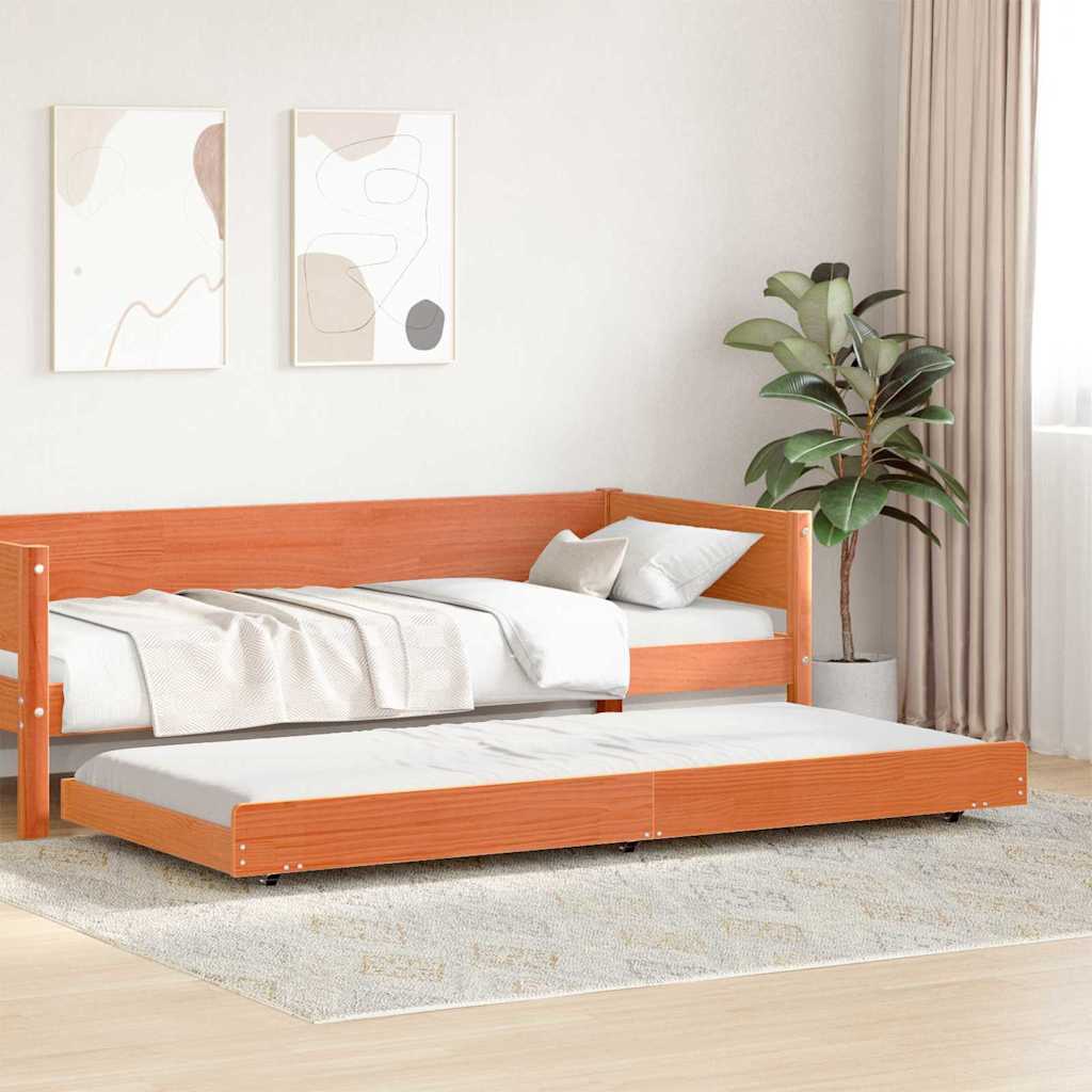 vidaXL Σκελετός Κρεβατιού Κερωτό καφέ 80 x 200 cm Στερεά ξυλεία πεύκου