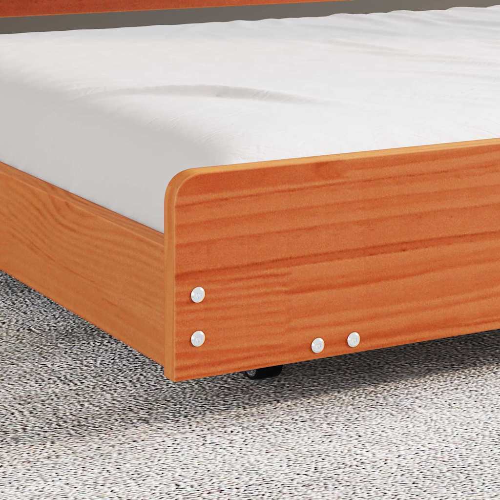 vidaXL Σκελετός Κρεβατιού Κερωτό καφέ 75 x 190 cm Στερεά ξυλεία πεύκου