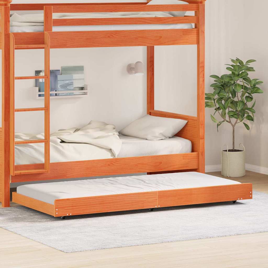 vidaXL Σκελετός Κρεβατιού Κερωτό καφέ 75 x 190 cm Στερεά ξυλεία πεύκου
