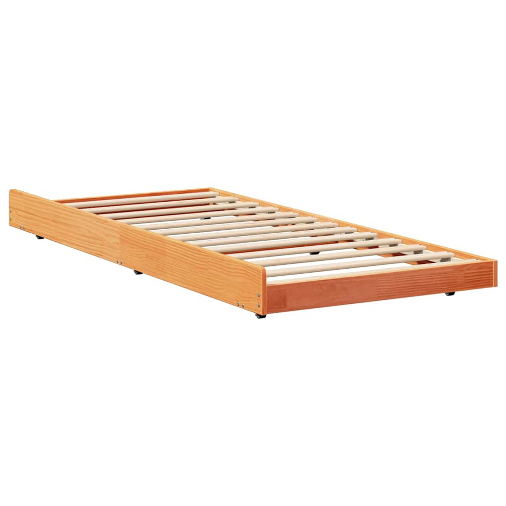 vidaXL Σκελετός Κρεβατιού Κερωτό καφέ 75 x 190 cm Στερεά ξυλεία πεύκου