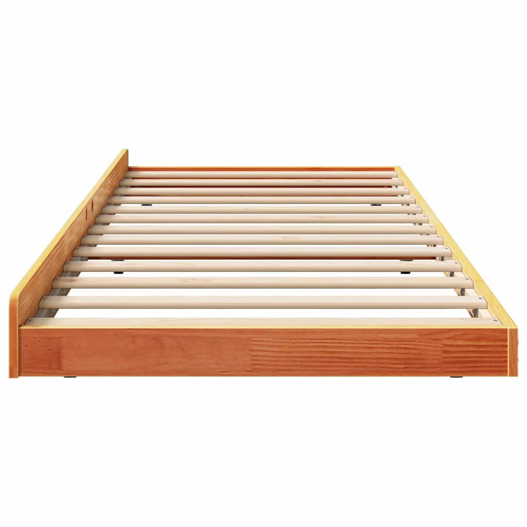 vidaXL Σκελετός Κρεβατιού Κερωτό καφέ 75 x 190 cm Στερεά ξυλεία πεύκου