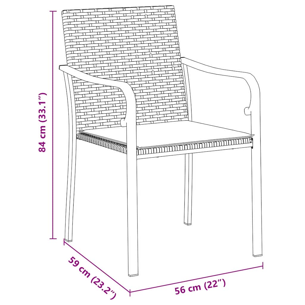 vidaXL Σετ Κήπου 7 Τεμαχίων με Τραπέζι και Μαξιλάρια Καφέ Πολυ-Ράταν
