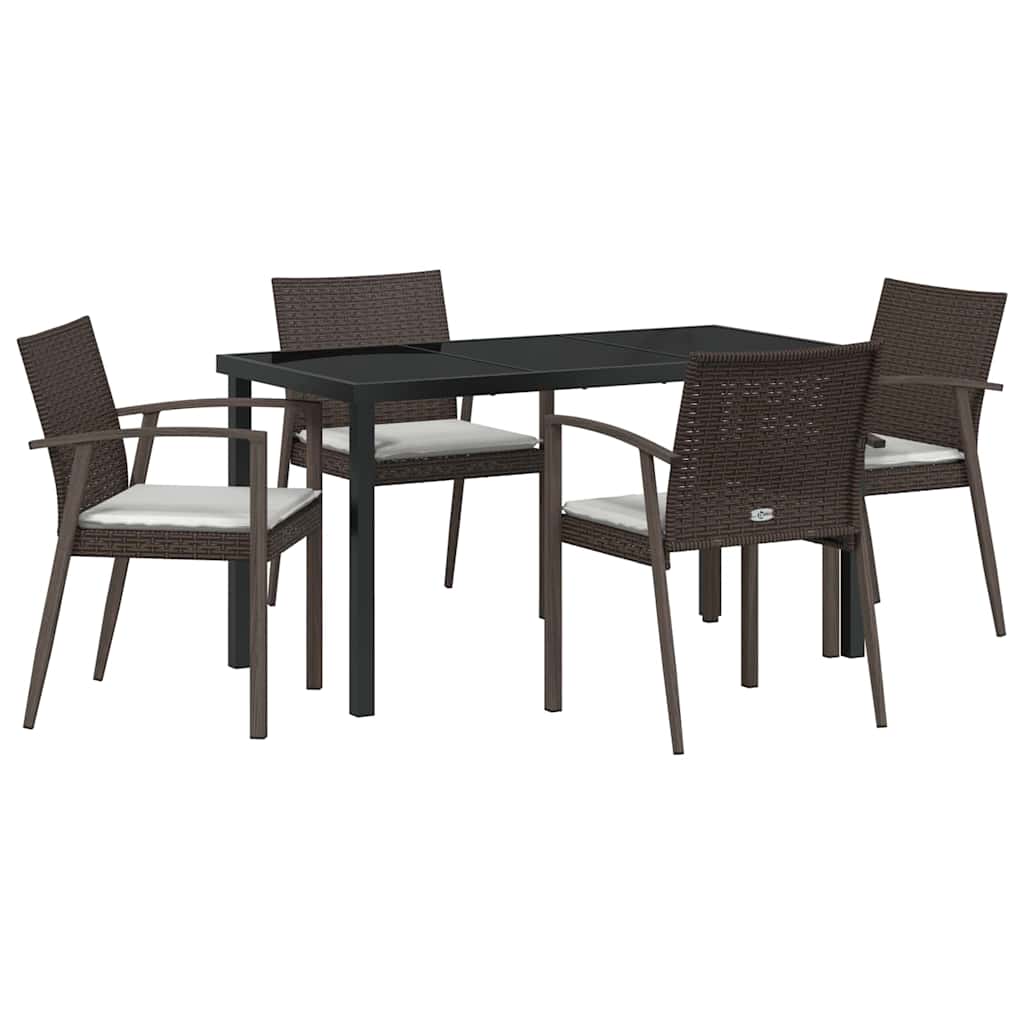 vidaXL Σέτ φαγητού για κήπο 5 pcs Καφέ και Μαύρο Ράτα PE