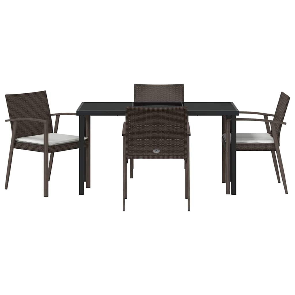 vidaXL Σέτ φαγητού για κήπο 5 pcs Καφέ και Μαύρο Ράτα PE