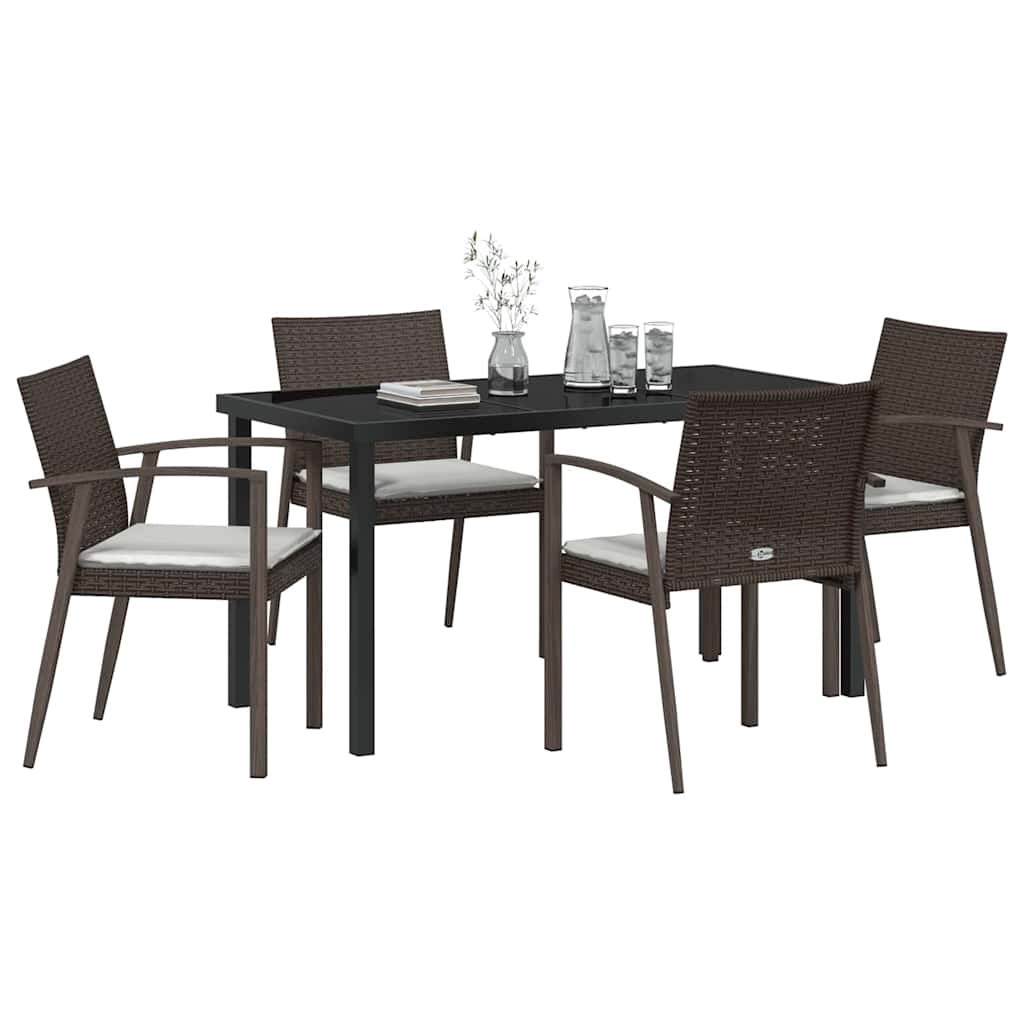 vidaXL Σέτ φαγητού για κήπο 5 pcs Καφέ και Μαύρο Ράτα PE