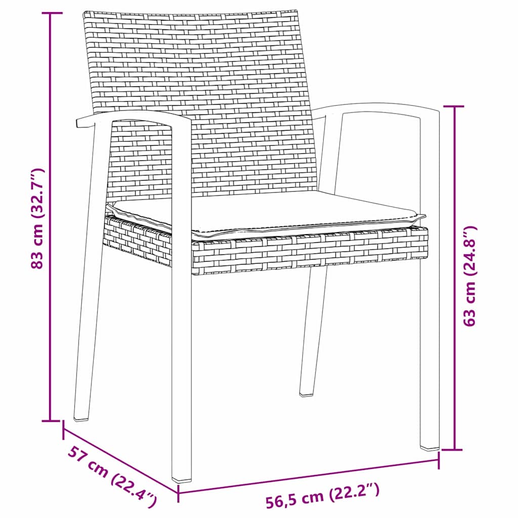 vidaXL Σέτ φαγητού για κήπο 5 pcs Καφέ και Μαύρο Ράτα PE