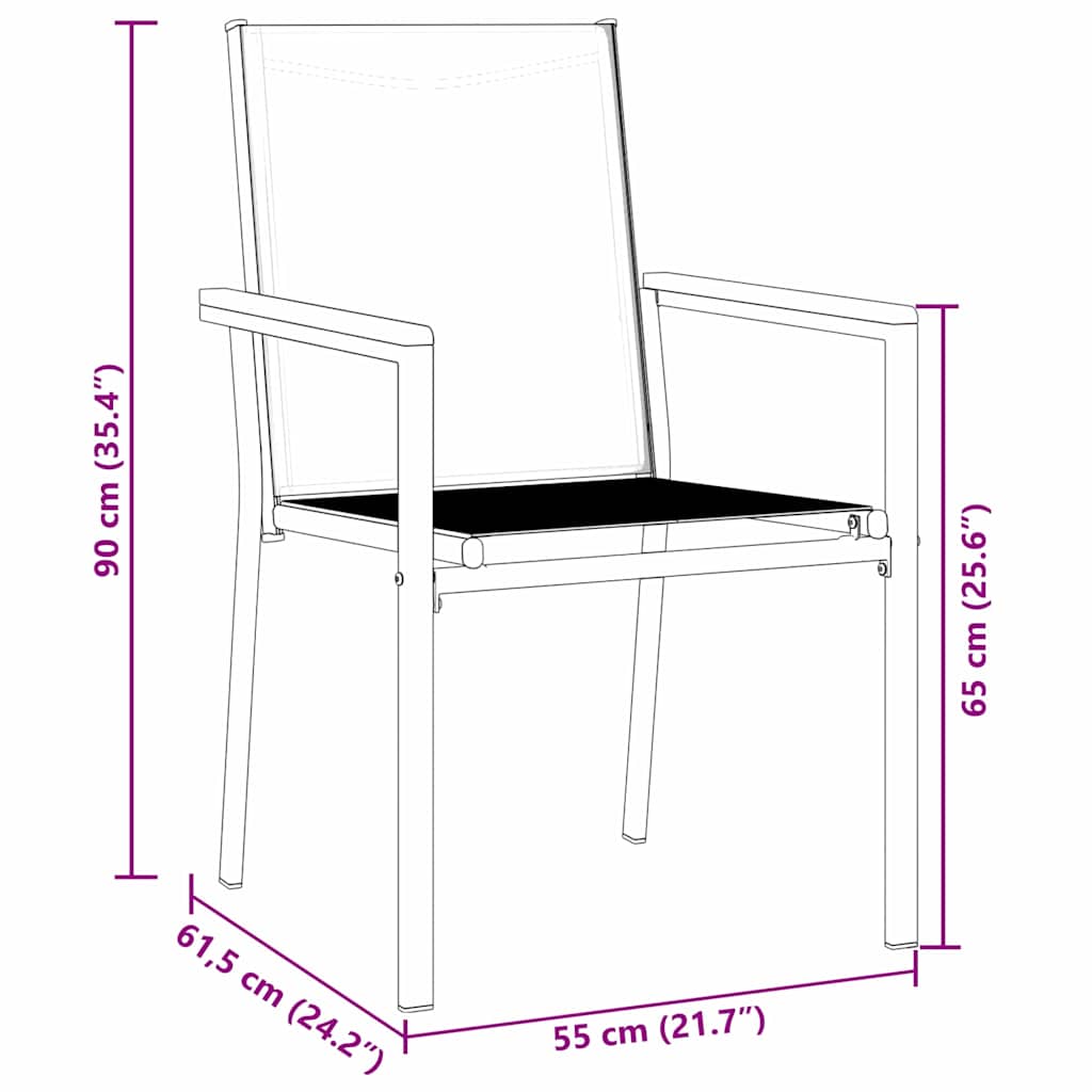 vidaXL Σετ Κήπου 7 Τεμαχίων Μαύρο Τεξτιλίνη και Χάλυβας