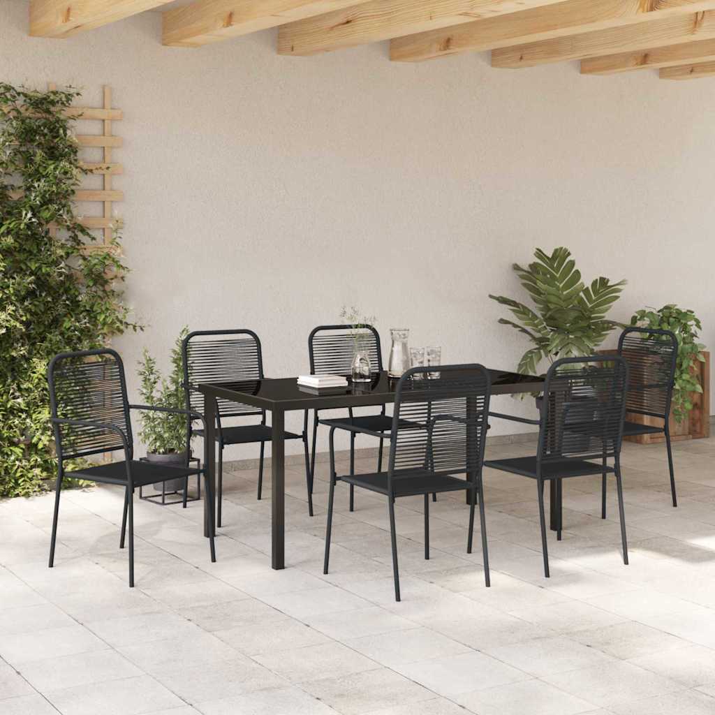 vidaXL Σέτ φαγητού για κήπο 7 pcs Μαύρο Χάλυβας με επίστρωση πούδρας