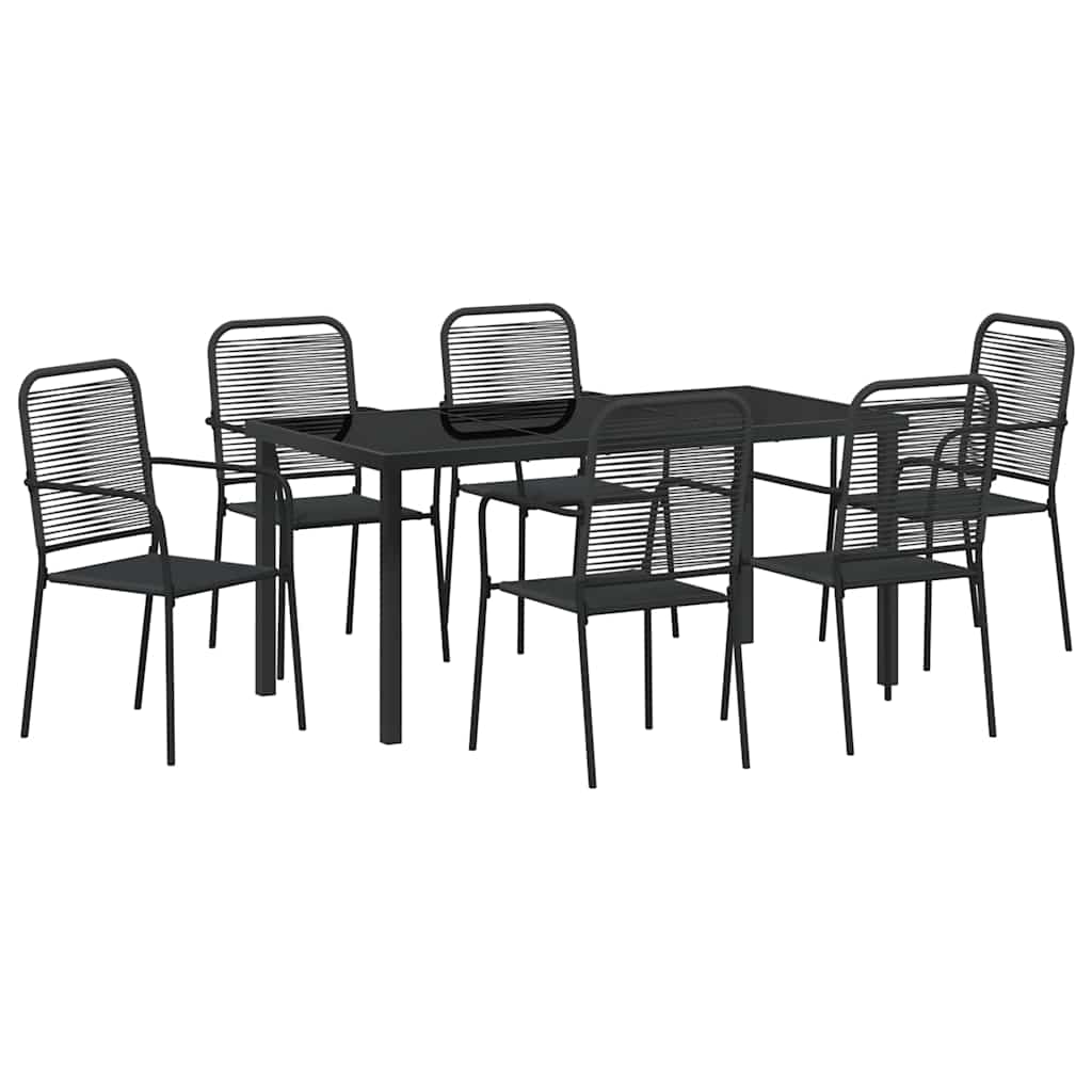 vidaXL Σέτ φαγητού για κήπο 7 pcs Μαύρο Χάλυβας με επίστρωση πούδρας