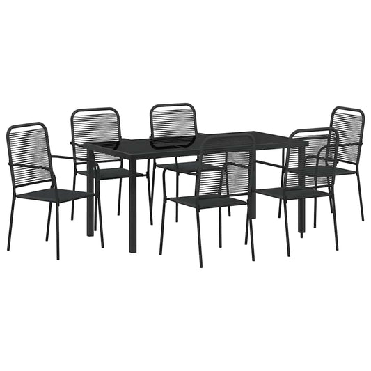 vidaXL Σέτ φαγητού για κήπο 7 pcs Μαύρο Χάλυβας με επίστρωση πούδρας
