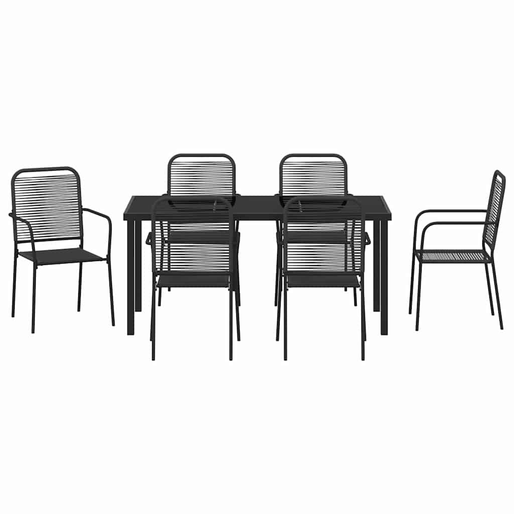 vidaXL Σέτ φαγητού για κήπο 7 pcs Μαύρο Χάλυβας με επίστρωση πούδρας