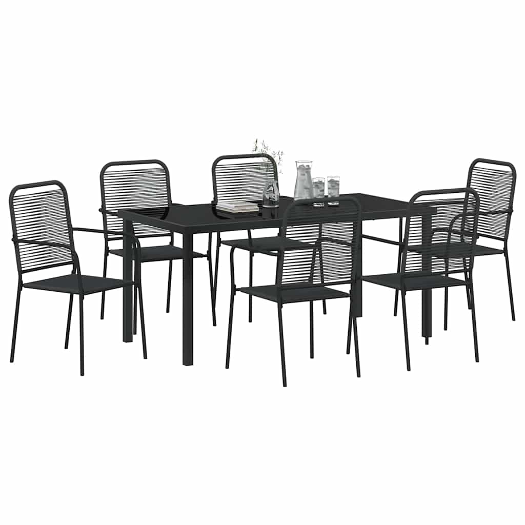 vidaXL Σέτ φαγητού για κήπο 7 pcs Μαύρο Χάλυβας με επίστρωση πούδρας