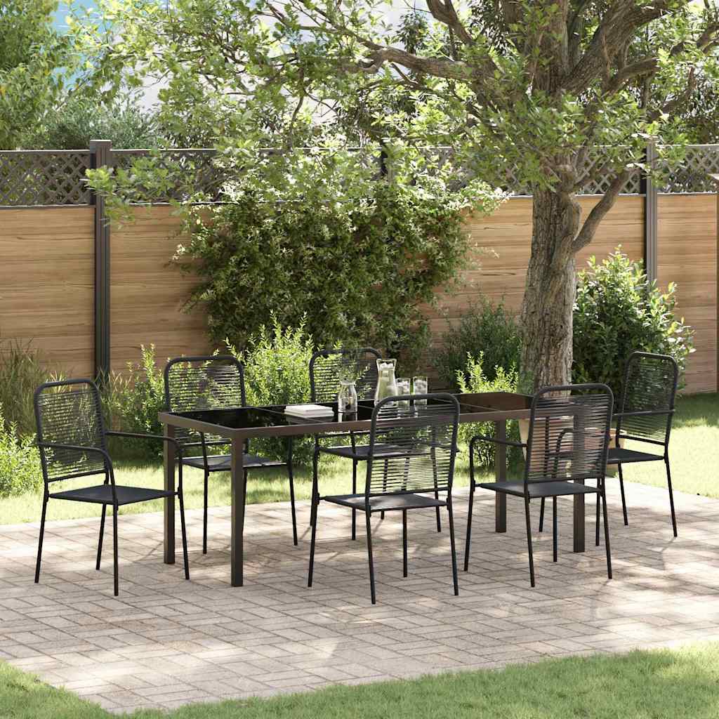 vidaXL Σέτ φαγητού για κήπο 7 pcs Μαύρο Χάλυβας με επίστρωση πούδρας