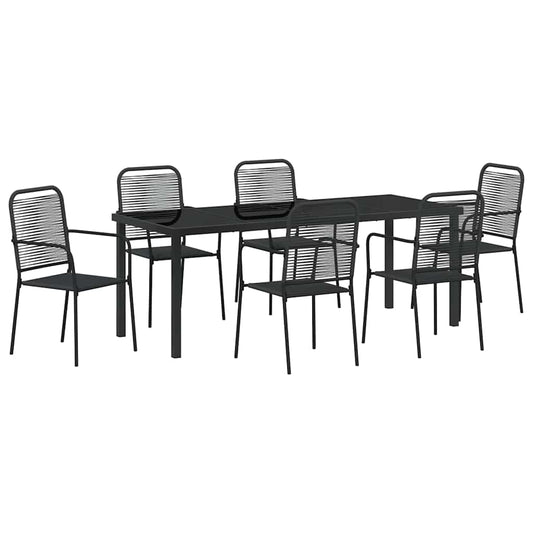 vidaXL Σέτ φαγητού για κήπο 7 pcs Μαύρο Χάλυβας με επίστρωση πούδρας