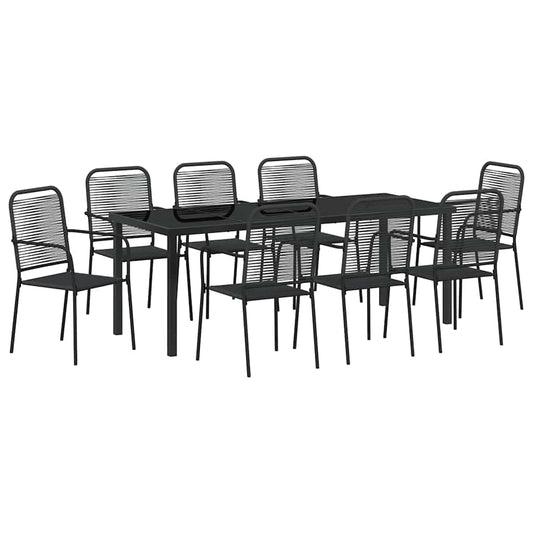 vidaXL Σέτ φαγητού για κήπο 9 pcs Μαύρο Χάλυβας με επίστρωση πούδρας