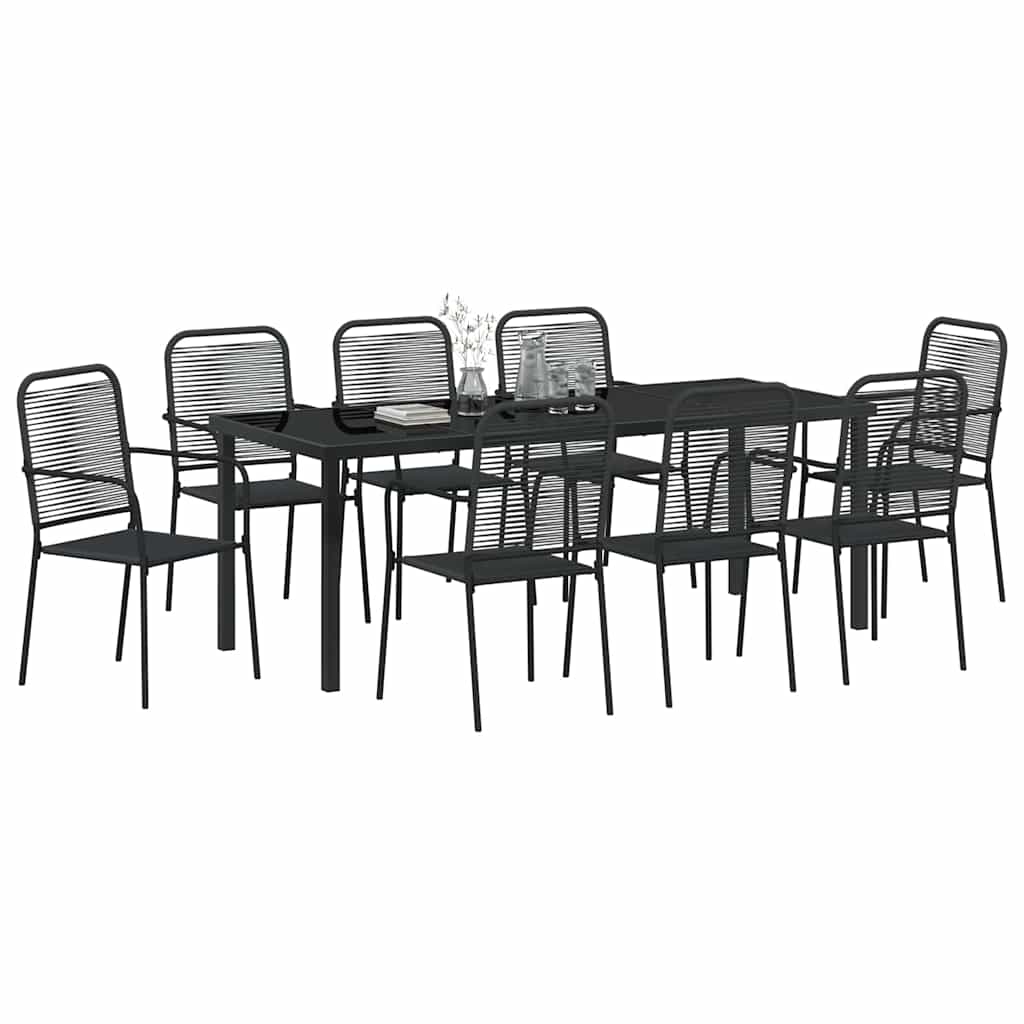 vidaXL Σέτ φαγητού για κήπο 9 pcs Μαύρο Χάλυβας με επίστρωση πούδρας