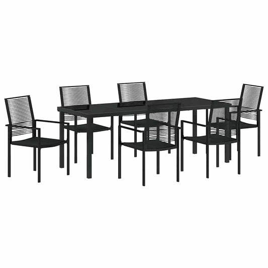vidaXL Σέτ φαγητού για κήπο 7 pcs Μαύρο Χάλυβας με επίστρωση πούδρας