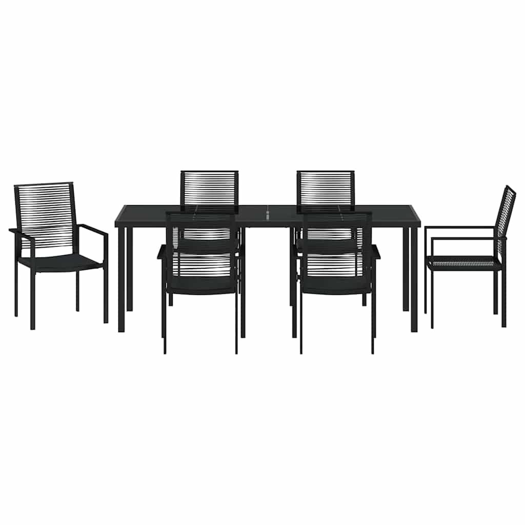 vidaXL Σέτ φαγητού για κήπο 7 pcs Μαύρο Χάλυβας με επίστρωση πούδρας