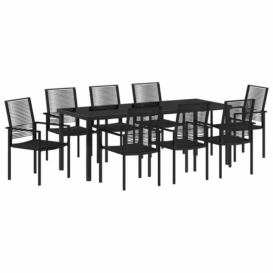 vidaXL Σέτ φαγητού για κήπο 9 pcs Μαύρο Χάλυβας με επίστρωση πούδρας