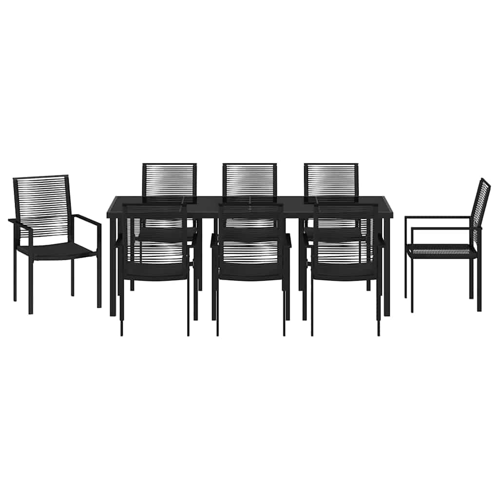 vidaXL Σέτ φαγητού για κήπο 9 pcs Μαύρο Χάλυβας με επίστρωση πούδρας