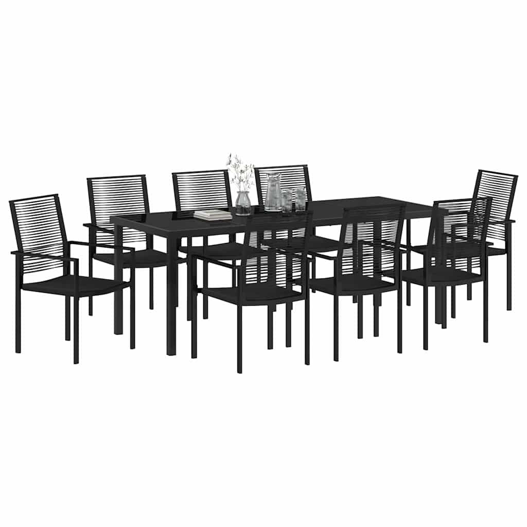 vidaXL Σέτ φαγητού για κήπο 9 pcs Μαύρο Χάλυβας με επίστρωση πούδρας