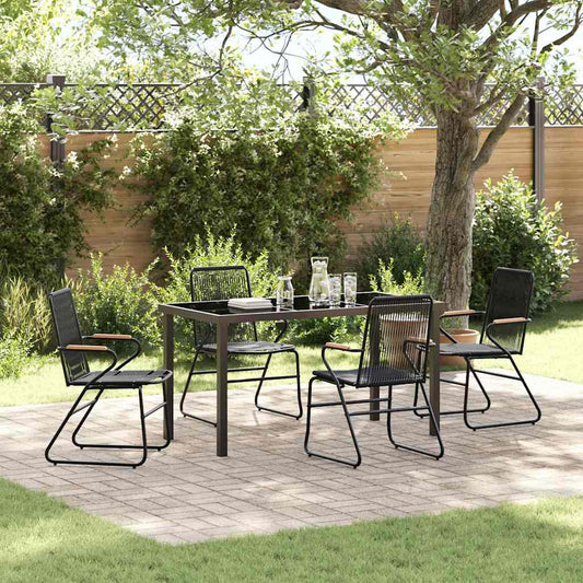 vidaXL Σέτ φαγητού για κήπο 5 pcs Μαύρο Χάλυβας με επίστρωση πούδρας
