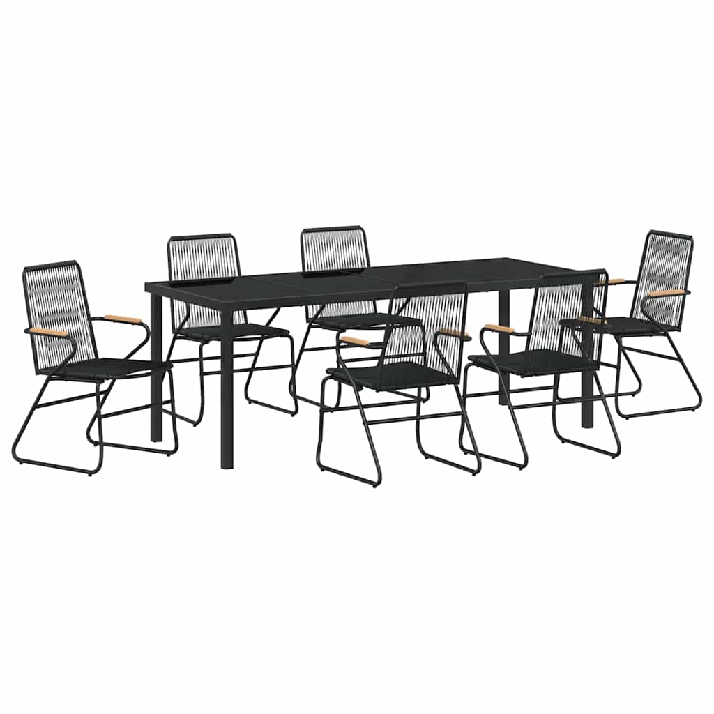 vidaXL Σέτ φαγητού για κήπο 7 pcs Μαύρο Χάλυβας με επίστρωση πούδρας