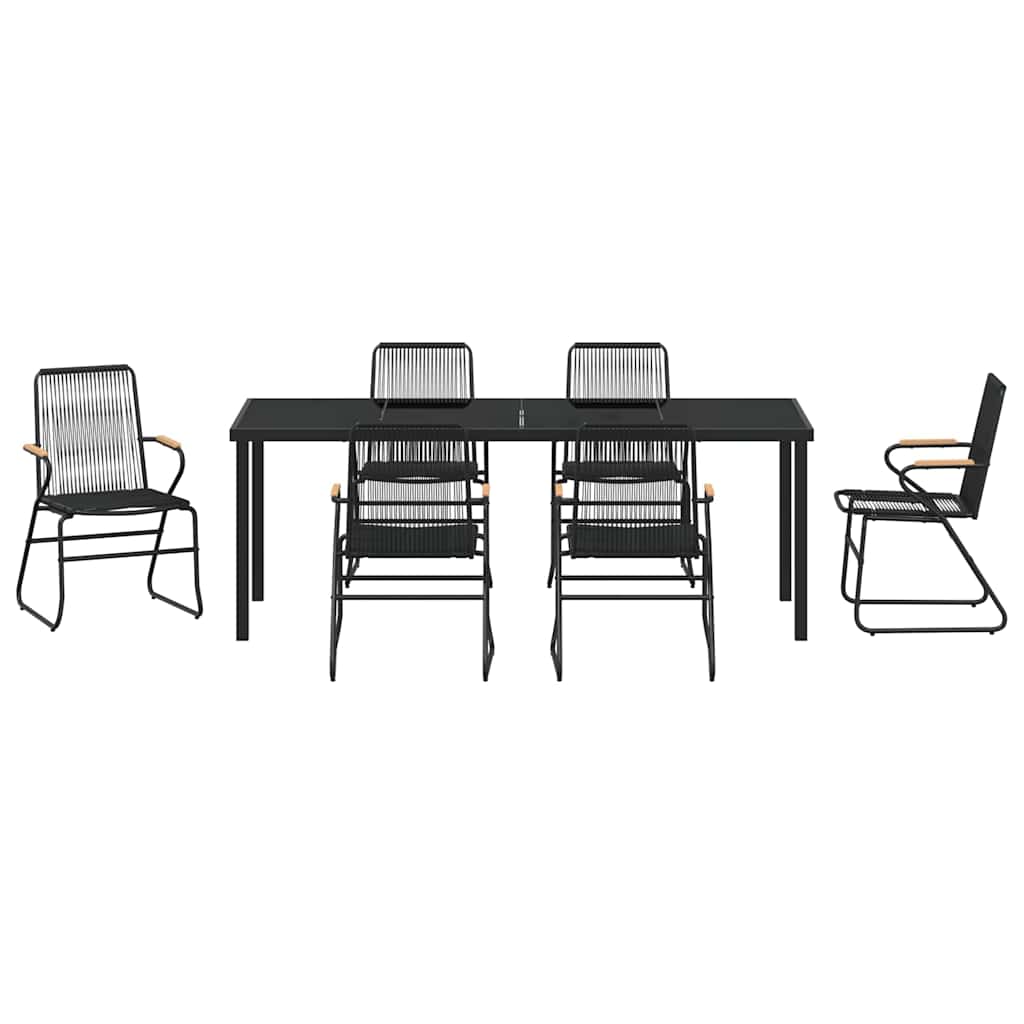 vidaXL Σέτ φαγητού για κήπο 7 pcs Μαύρο Χάλυβας με επίστρωση πούδρας
