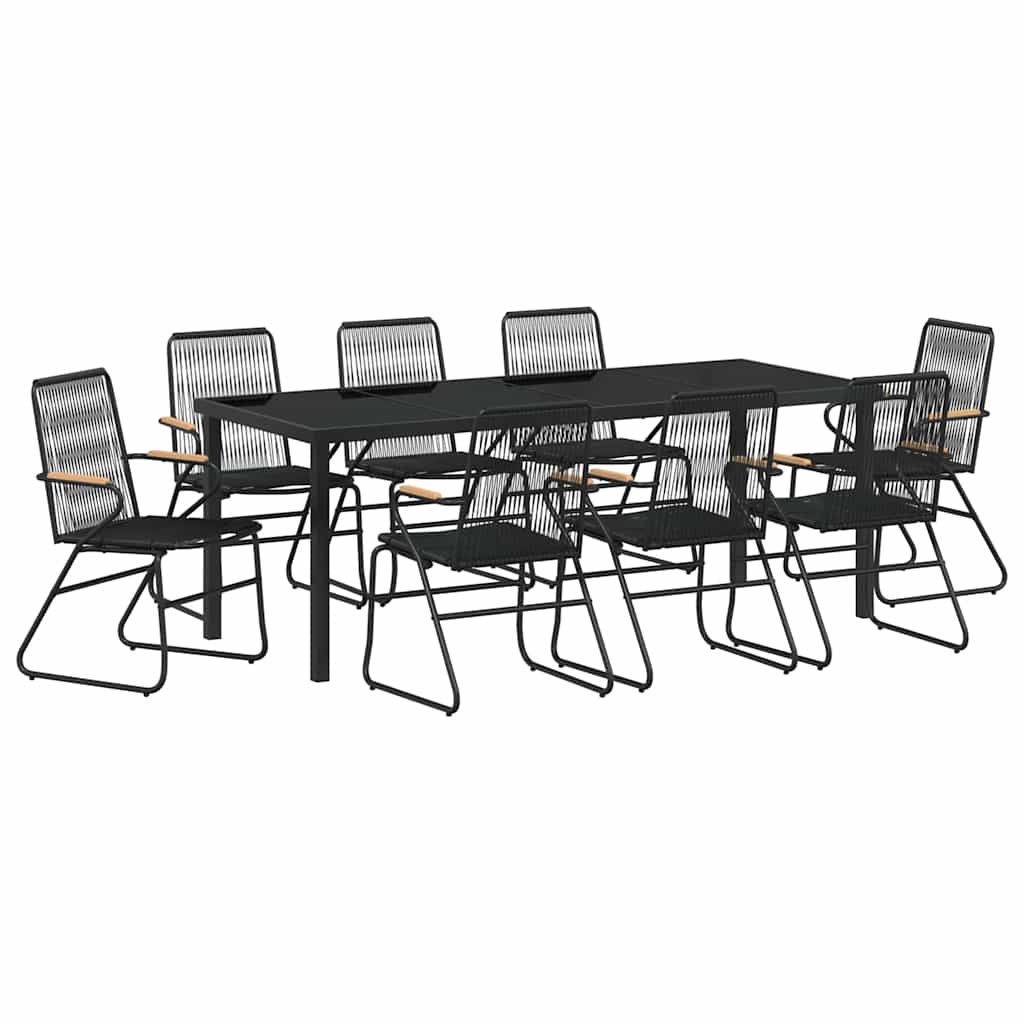 vidaXL Σέτ φαγητού για κήπο 9 pcs Μαύρο Χάλυβας με επίστρωση πούδρας