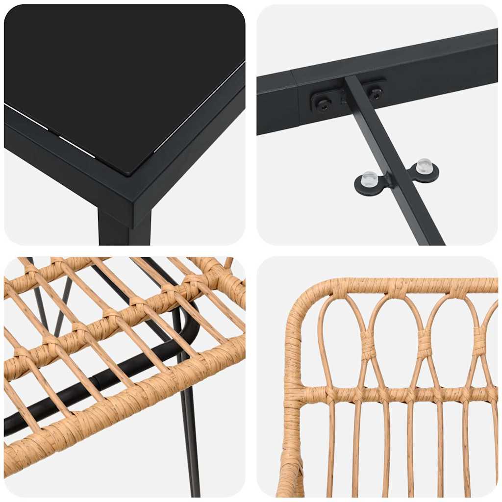 vidaXL Σετ Επίπλων Κήπου 5 Κομματιών Καφέ Πολυ Ράτα