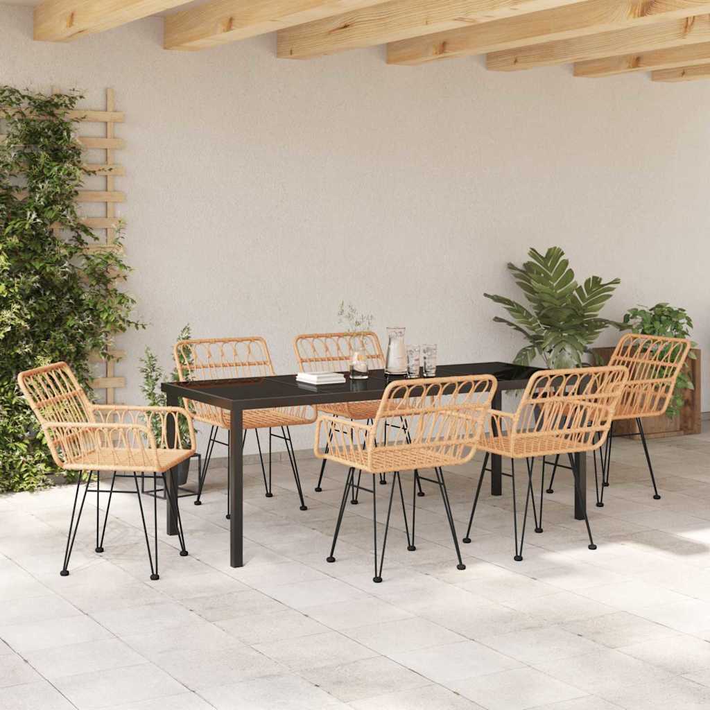 vidaXL Σέτ φαγητού για κήπο 7 pcs Καφέ Χάλυβας με επίστρωση πούδρας