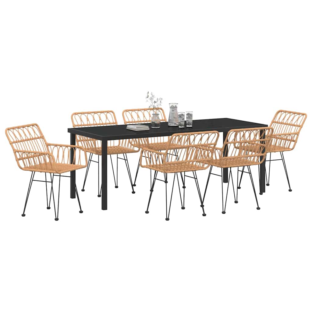 vidaXL Σέτ φαγητού για κήπο 7 pcs Καφέ Χάλυβας με επίστρωση πούδρας