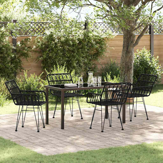 vidaXL Σέτ φαγητού για κήπο 5 pcs Μαύρο Χάλυβας με επίστρωση πούδρας