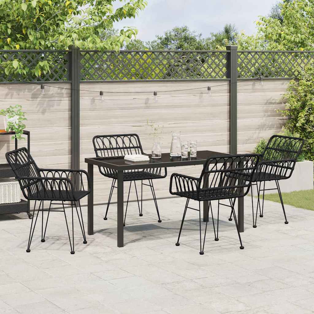 vidaXL Σέτ φαγητού για κήπο 5 pcs Μαύρο Χάλυβας με επίστρωση πούδρας