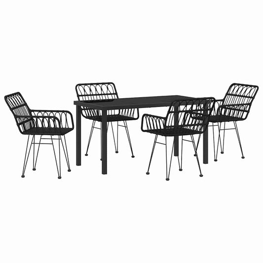 vidaXL Σέτ φαγητού για κήπο 5 pcs Μαύρο Χάλυβας με επίστρωση πούδρας