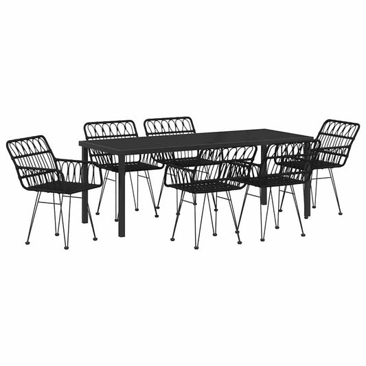 vidaXL Σέτ φαγητού για κήπο 7 pcs Μαύρο Χάλυβας με επίστρωση πούδρας