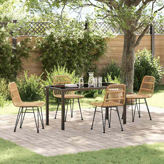 vidaXL Σέτ φαγητού για κήπο 5 pcs Καφέ Χάλυβας με επίστρωση πούδρας