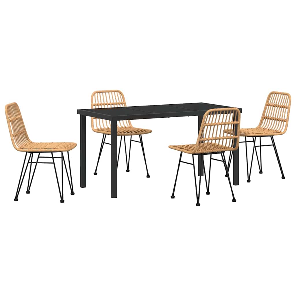 vidaXL Σέτ φαγητού για κήπο 5 pcs Καφέ Χάλυβας με επίστρωση πούδρας
