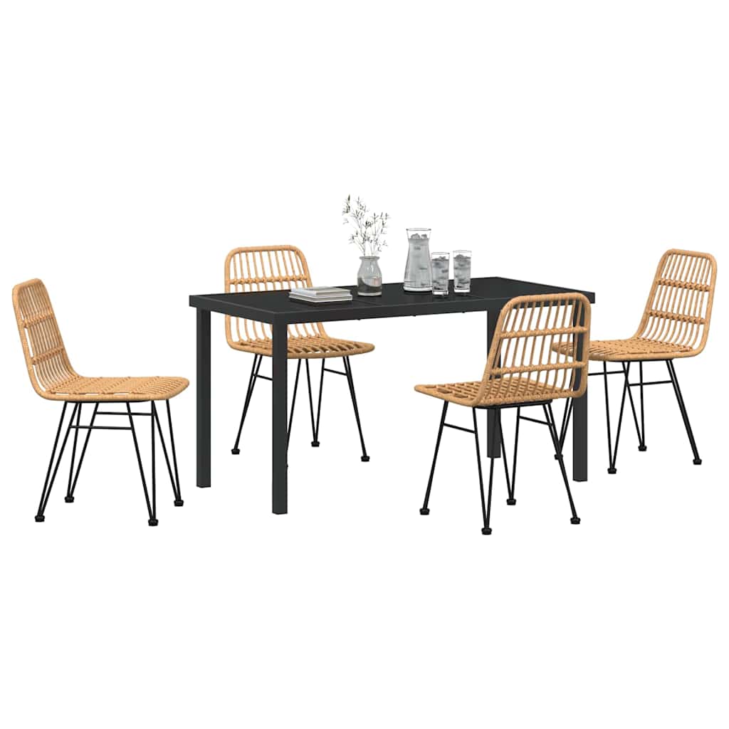 vidaXL Σέτ φαγητού για κήπο 5 pcs Καφέ Χάλυβας με επίστρωση πούδρας