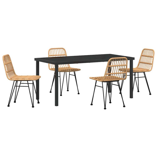 vidaXL Σέτ φαγητού για κήπο 5 pcs Καφέ Χάλυβας με επίστρωση πούδρας