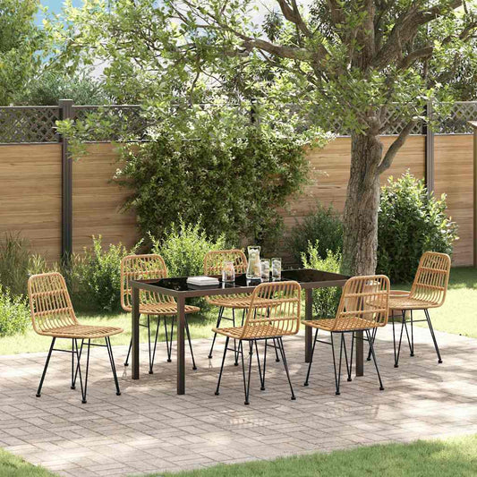 vidaXL Σέτ φαγητού για κήπο 7 pcs Καφέ Χάλυβας με επίστρωση πούδρας