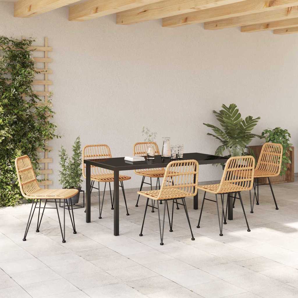 vidaXL Σέτ φαγητού για κήπο 7 pcs Καφέ Χάλυβας με επίστρωση πούδρας