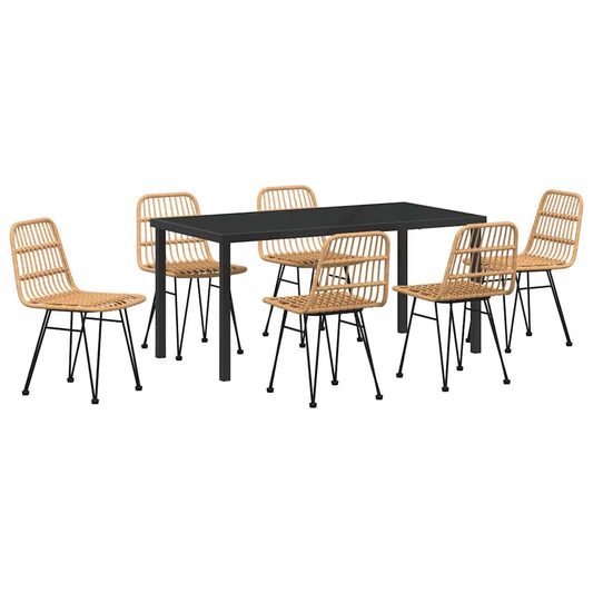vidaXL Σέτ φαγητού για κήπο 7 pcs Καφέ Χάλυβας με επίστρωση πούδρας