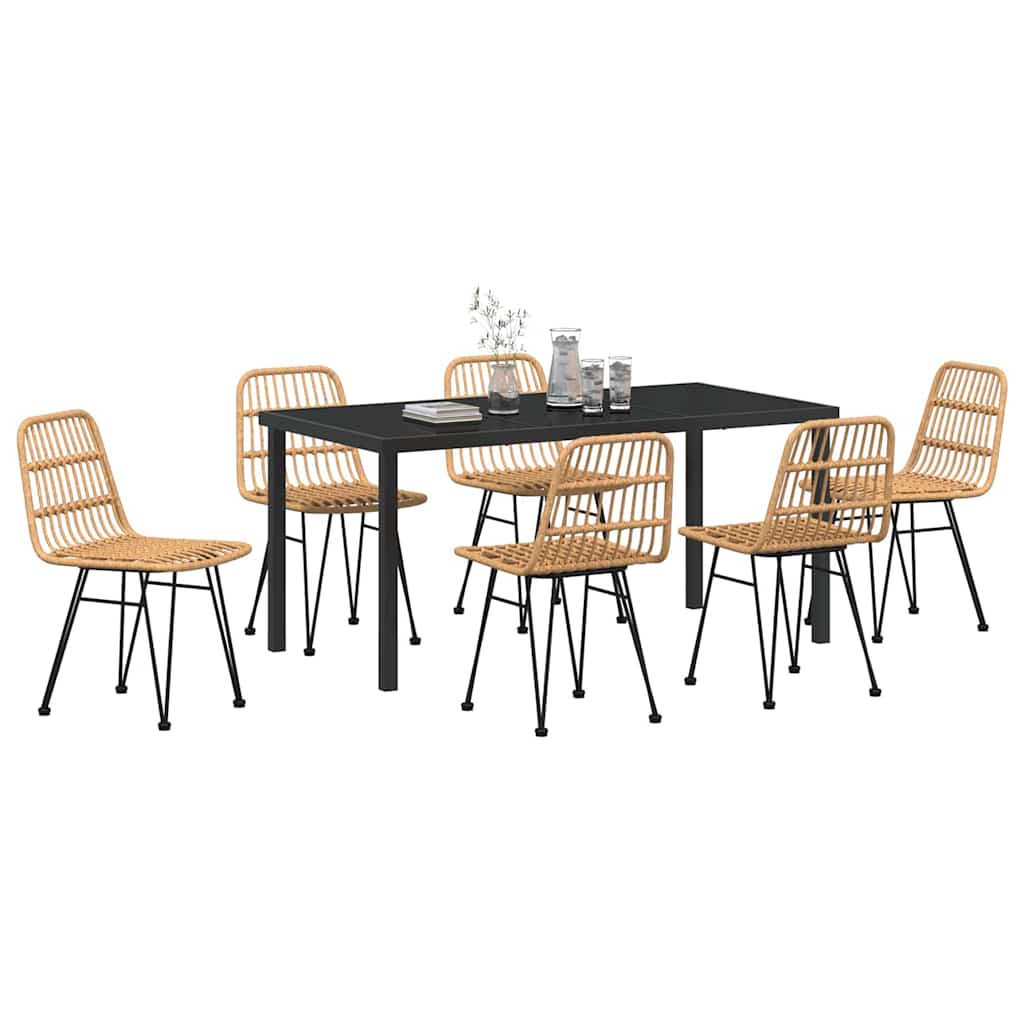 vidaXL Σέτ φαγητού για κήπο 7 pcs Καφέ Χάλυβας με επίστρωση πούδρας