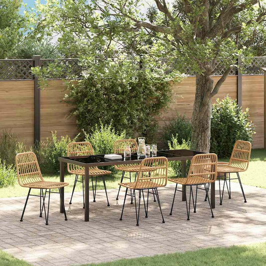 vidaXL Σέτ φαγητού για κήπο 7 pcs Καφέ Χάλυβας με επίστρωση πούδρας