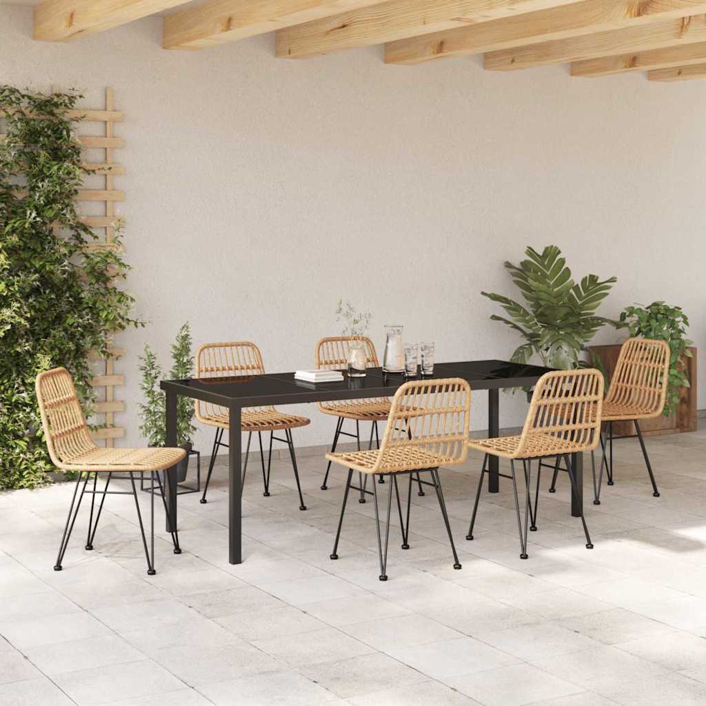 vidaXL Σέτ φαγητού για κήπο 7 pcs Καφέ Χάλυβας με επίστρωση πούδρας