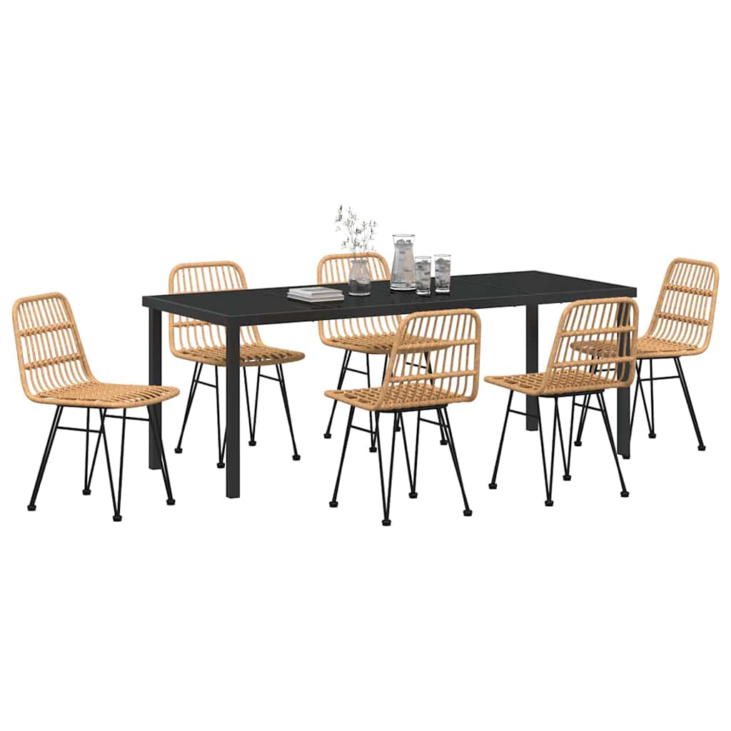 vidaXL Σέτ φαγητού για κήπο 7 pcs Καφέ Χάλυβας με επίστρωση πούδρας